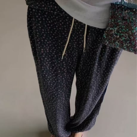 【即納販売】0364 小花柄 waffle jogger sweat/2カラー