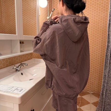 【即納】シアーnylon hoodie jacket/ホワイトのみ