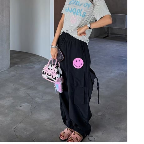 【即納販売】0756 ニコちゃん summer nylon  pants/4カラー