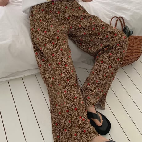 0762 leopard Heart pants/ワンカラー