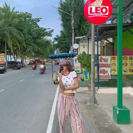 【即納販売】0168 stripe straight pants/3カラー