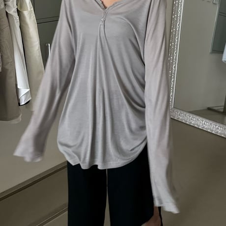 0852 Henry neck sheer summer sleeve/4カラー
