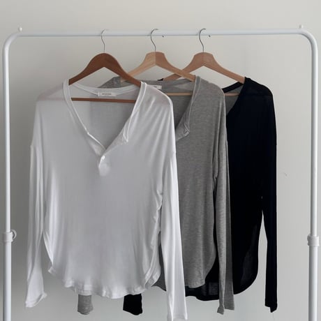 0837 soft henley long tee/3カラー