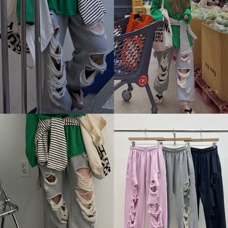 【即納販売】0687 damage sweat pants/3カラー⭐︎まいさん着用⭐︎３カラー