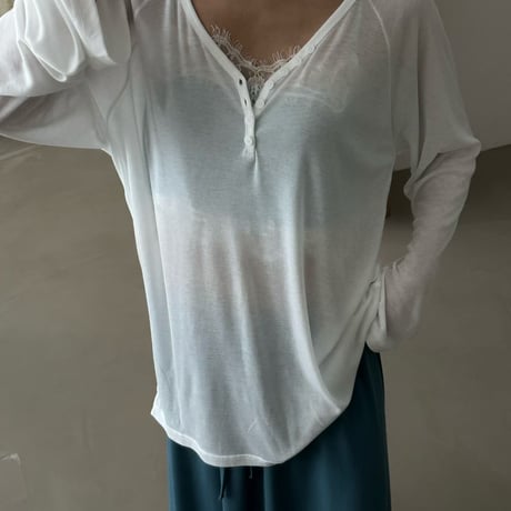 0852 Henry neck sheer summer sleeve/4カラー