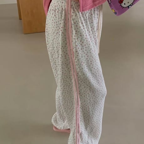 【即納販売】0364 小花柄 waffle jogger sweat/2カラー