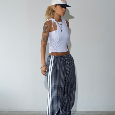 0856 check side line pants/2カラー