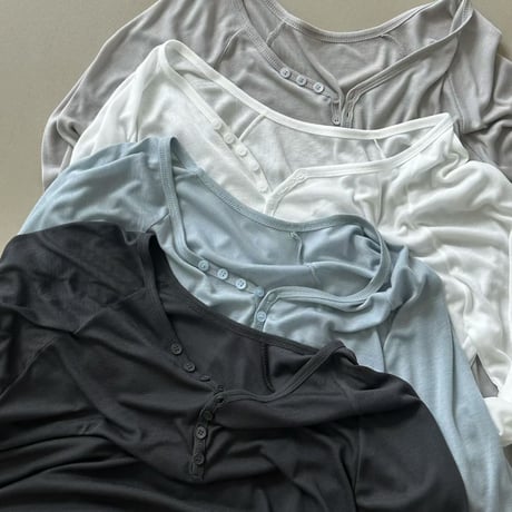 0852 Henry neck sheer summer sleeve/4カラー