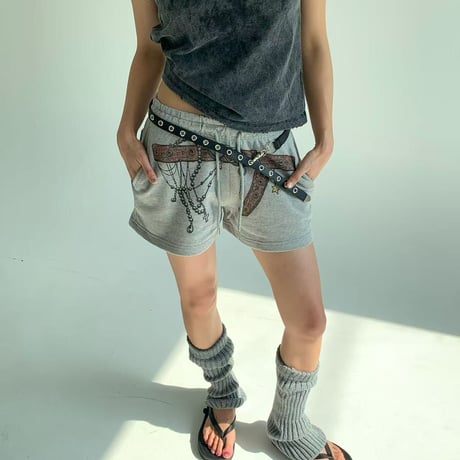 0765 belt paint風 short pants/4カラー