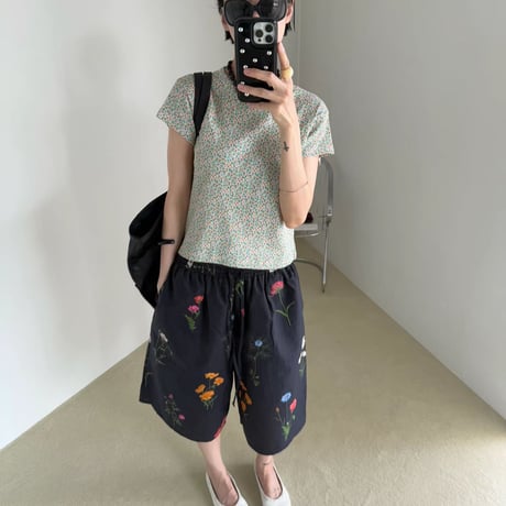 Flower half pants/2カラー