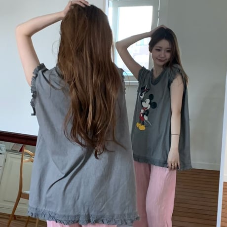 0880 Top hat mickey frill tee/3カラー