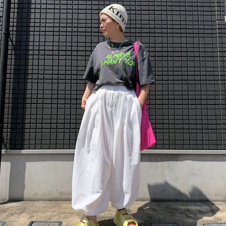 【即納販売】cotton nylon wide pants/ホワイトのみ