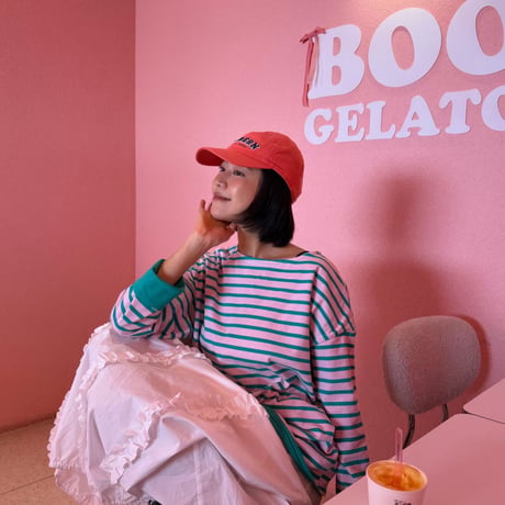 【即納販売】 0649 reversible  border long sleeve/グリーンピンクのみ