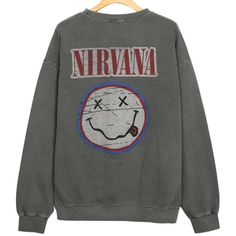 0369 ニルバーナdamage print sweat/3カラー
