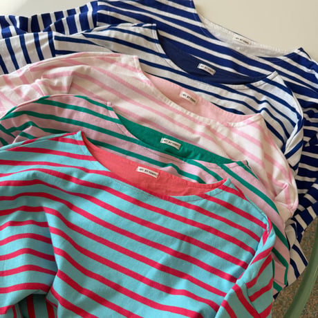 【即納販売】 0649 reversible  border long sleeve/グリーンピンクのみ