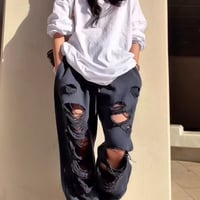【即納販売】0687 damage sweat pants/3カラー⭐︎まいさん着用⭐︎３カラー