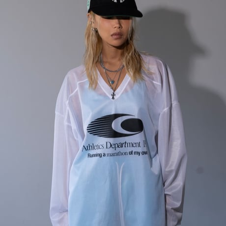 0814 Vネック mesh long sleeve/3カラー