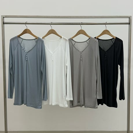 0852 Henry neck sheer summer sleeve/4カラー