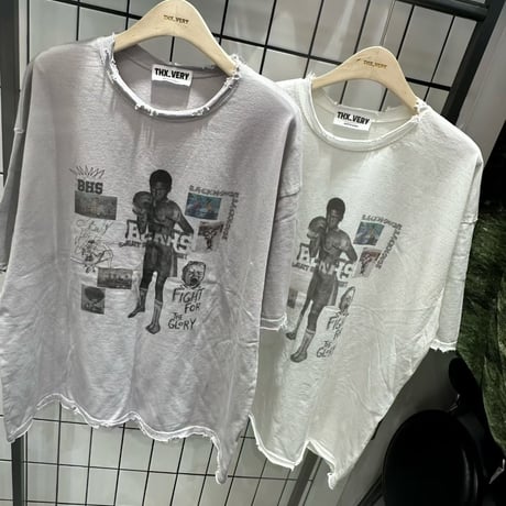 0766 damage garlic box pigment tee/チャコール
