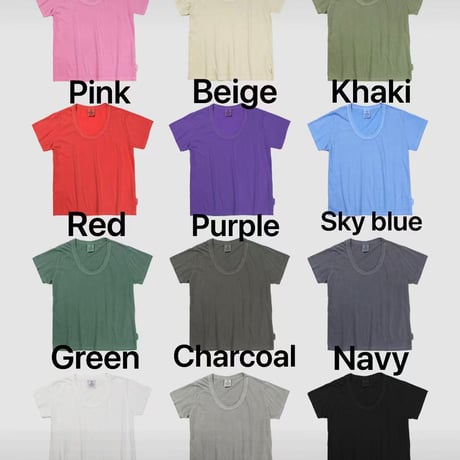 0813 Uネック pigment tee/12カラー