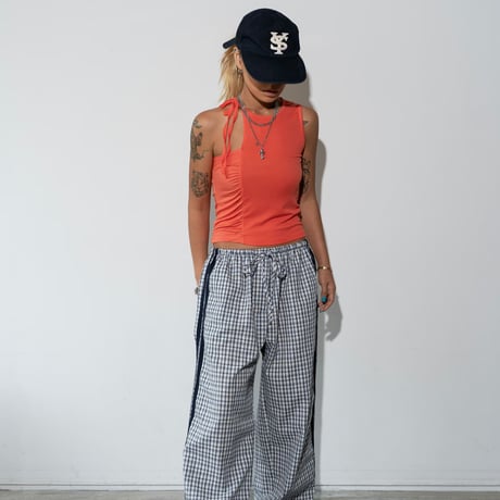 0856 check side line pants/2カラー