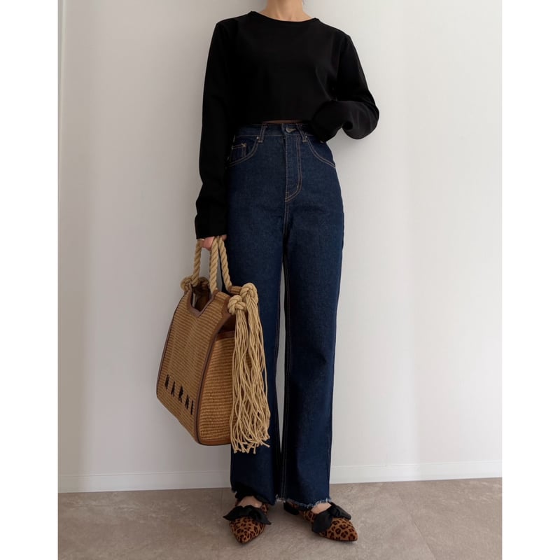 残りわずか】《AMIE original》切りっぱなしハイウエストストレート