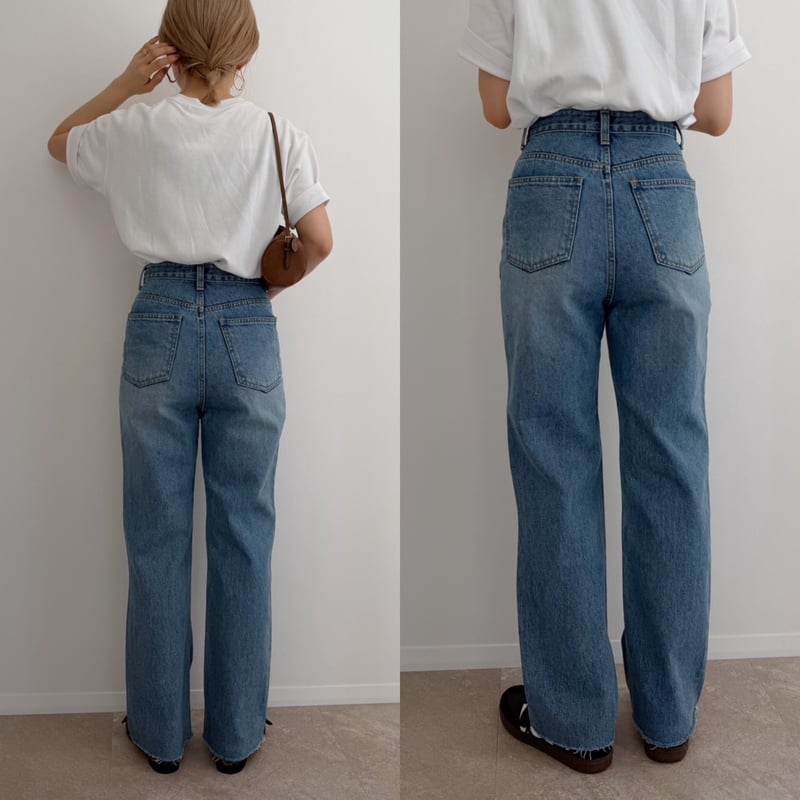 AMIE original》切りっぱなしハイウエストストレートdenim | AMIE