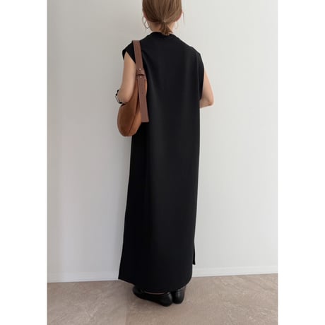 《AMIE original》ワイドショルダーコットンロングワンピース / black