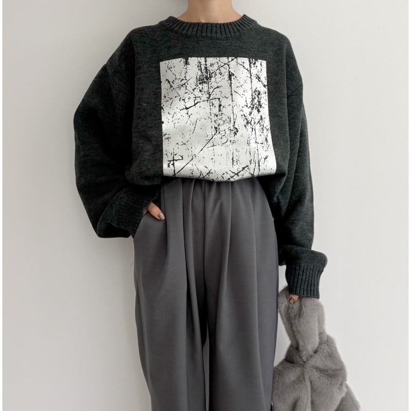 残りわずか】《AMIE original》ウエストゴムtuckワイドPT / gray