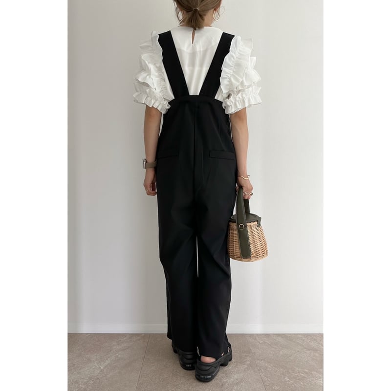 【サンプル・現品のみ】タンカースタイプパンツ　サロペット　訳あり AMIE original》 タックパンツサロペット / black | AMIE