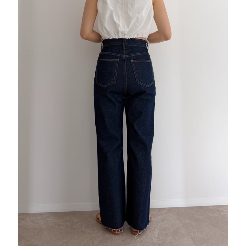 残りわずか】《AMIE original》切りっぱなしハイウエストストレート
