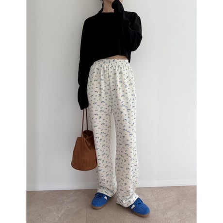 《AMIE original》花柄ワッフルpants / ivory