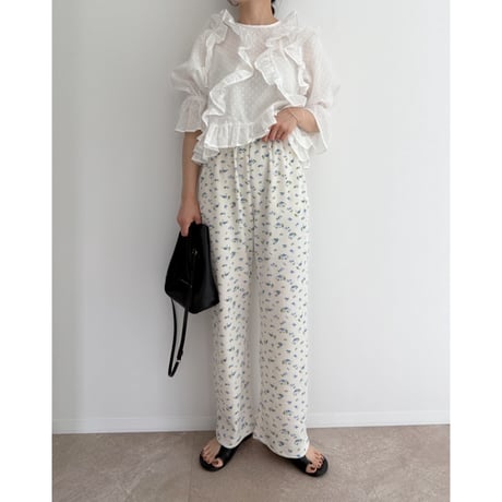 《AMIE original》花柄ワッフルpants / ivory