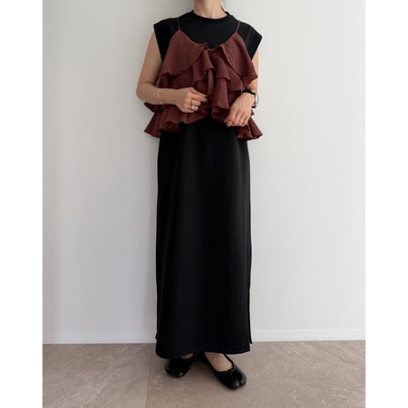 《AMIE original》ワイドショルダーコットンロングワンピース / black