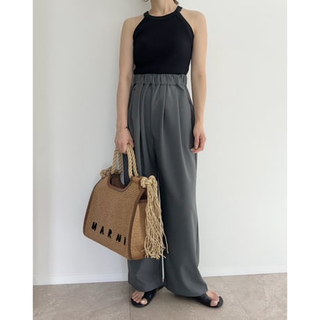 AMIE 低身長　ウエストゴムtuckワイドPT / beige AMIE original》ウエストゴムtuckワイドPT / beige | AMIE