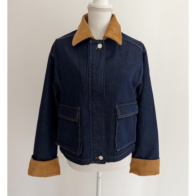 コーデュロイ襟デニムジャケット | AMIE