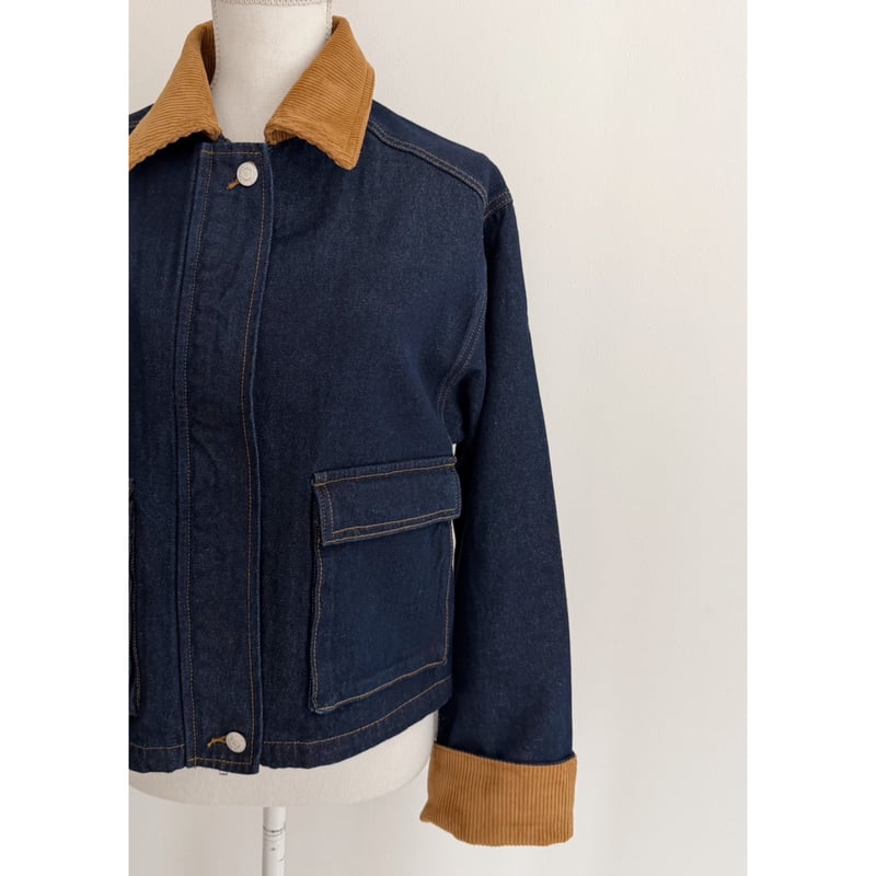 コーデュロイ襟デニムジャケット | AMIE