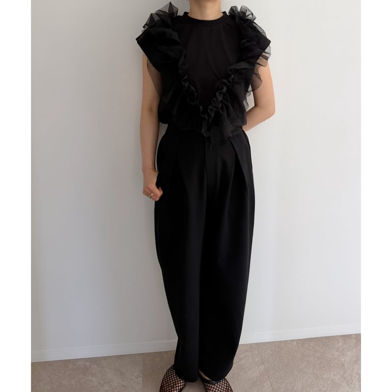 2way Tulle Frill Tops / black | AMIE