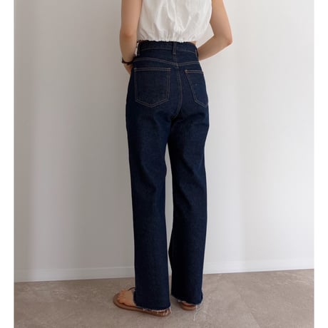 【残りわずか】《AMIE original》切りっぱなしハイウエストストレートdenim / indigo