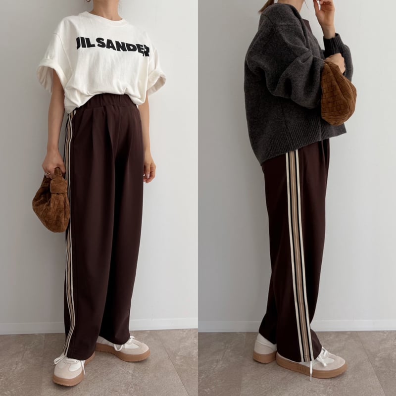 AMIE original》ウエストtuck入りサイドラインジャージpants / brow