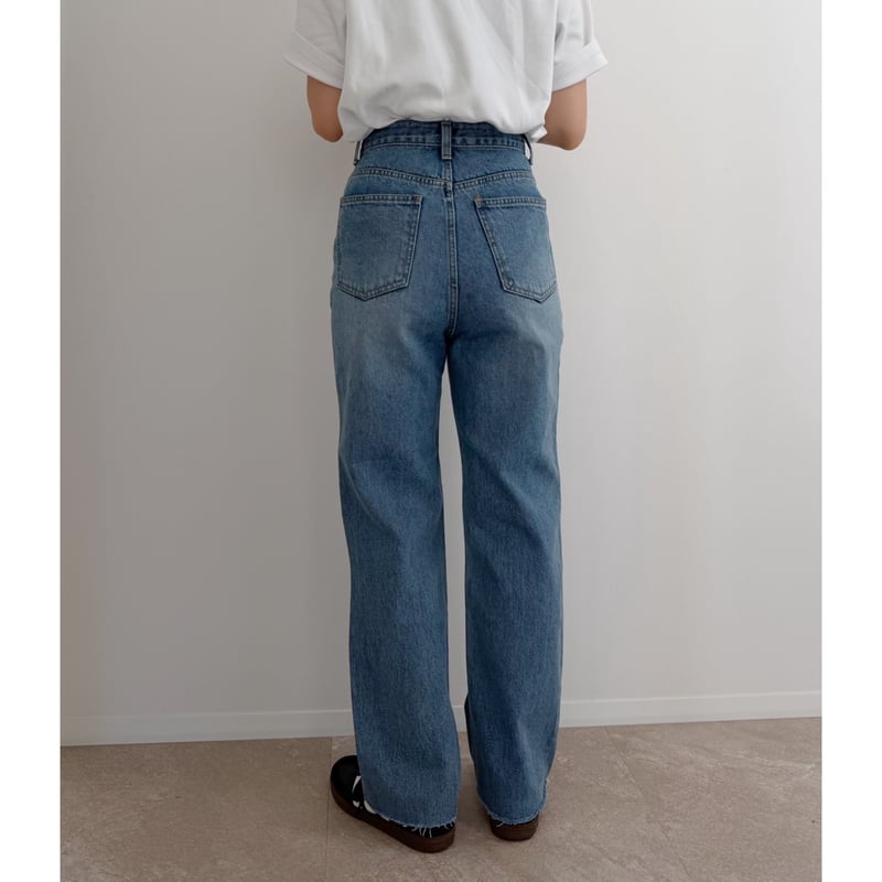 残りわずか】《AMIE original》切りっぱなしハイウエストストレート