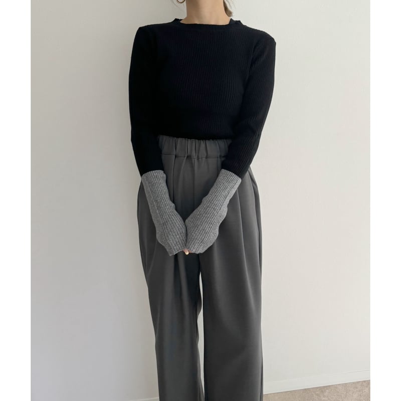 Amie 低身長　ウエストゴムtuckワイドPT ベージュ　美品 残りわずか】《AMIE original》ウエストゴムtuckワイドPT
