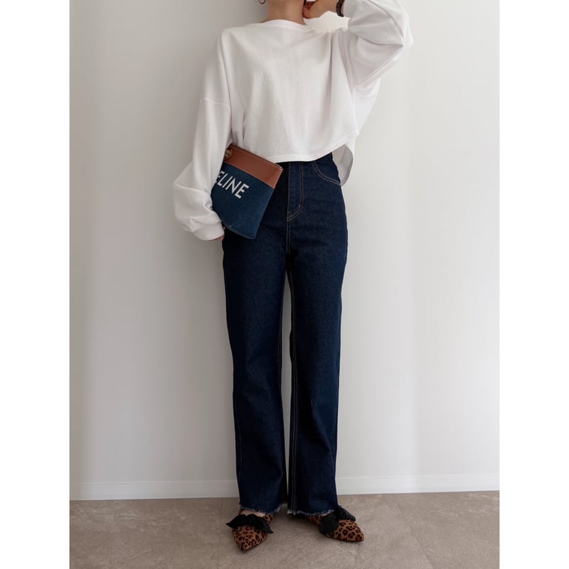 残りわずか】《AMIE original》切りっぱなしハイウエストストレート