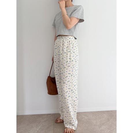 《AMIE original》花柄ワッフルpants / ivory