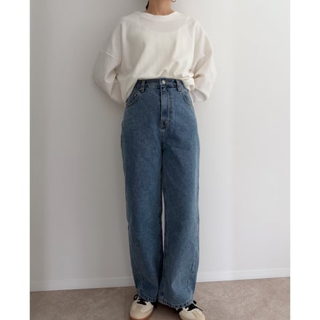 【残りわずか】《AMIE original》低身長さん向け ハイウエストソフトカーブデニム