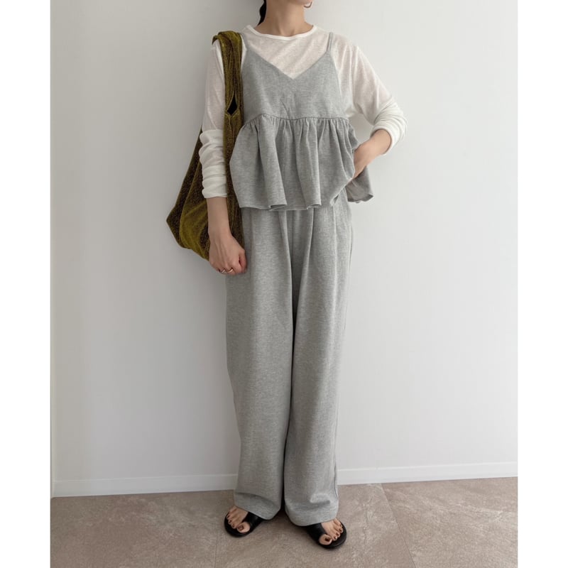 AMIE original tuckスウェットワイドPT gray 残りわずか】《AMIE original》スウェット生地ビスチェ / gray