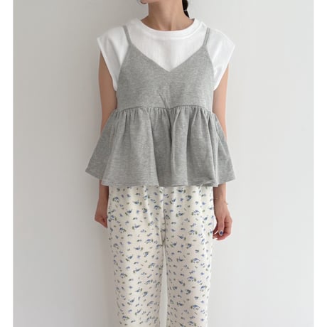 《AMIE original》花柄ワッフルpants / ivory