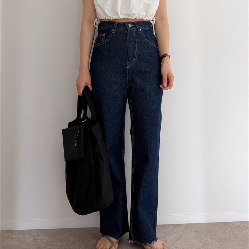 残りわずか】《AMIE original》切りっぱなしハイウエストストレート