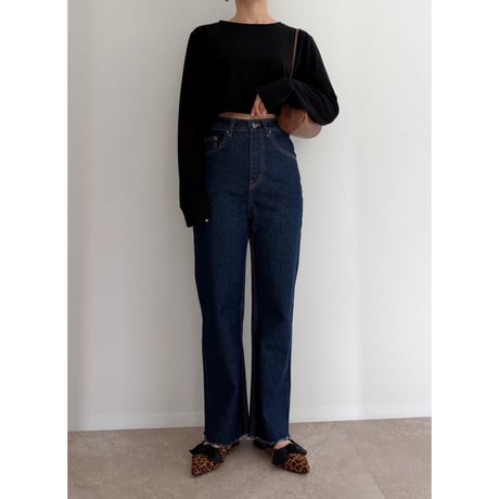 【残りわずか】《AMIE original》切りっぱなしハイウエストストレートdenim / indigo