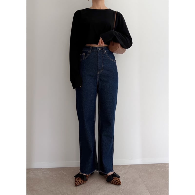 残りわずか】《AMIE original》切りっぱなしハイウエストストレート